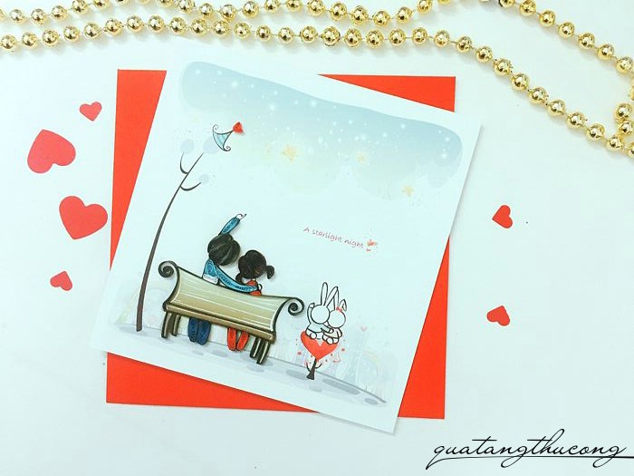 Thiệp tình yêu quilling chàng trai và cô gái mẫu 2